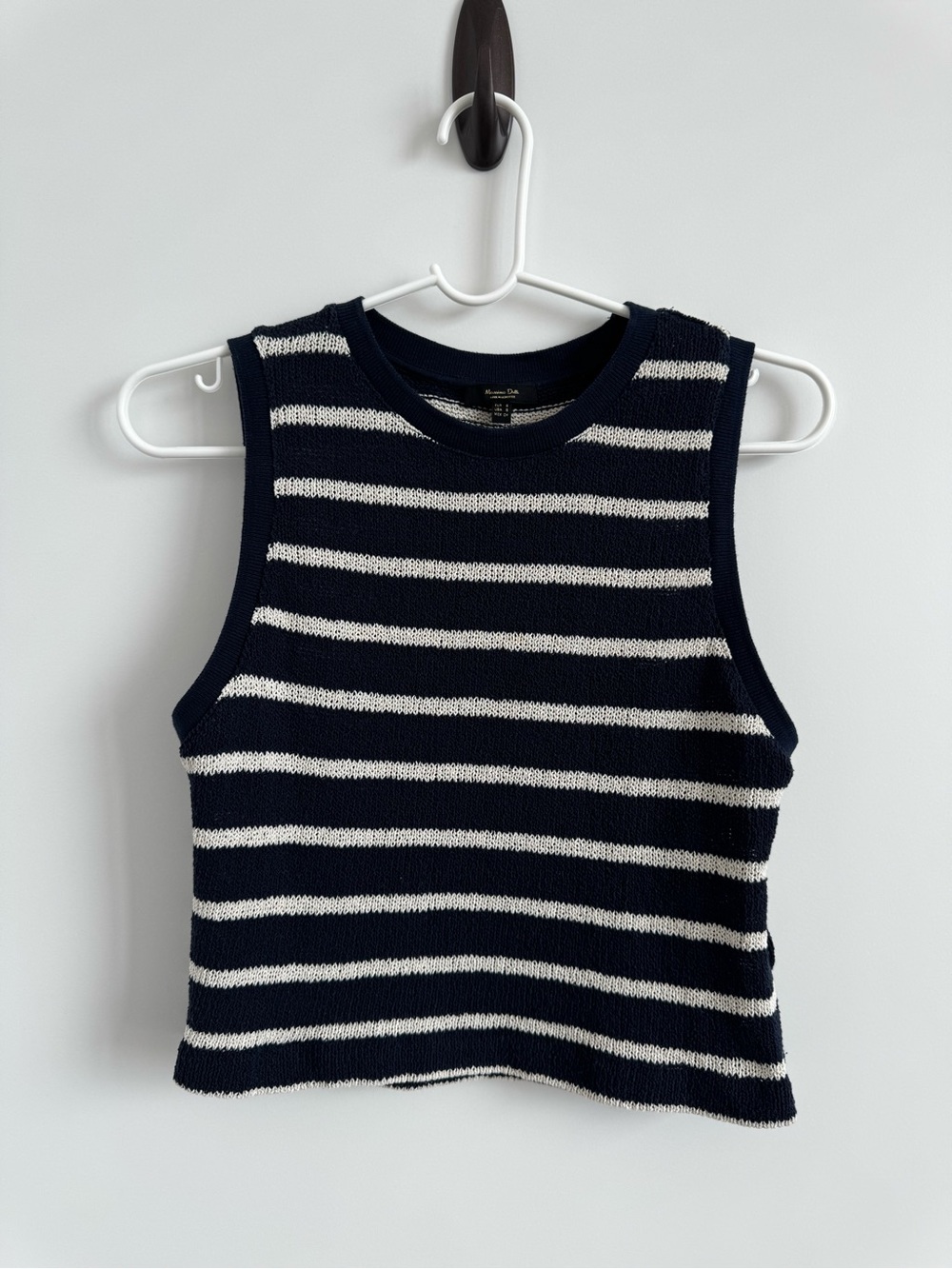 Massimo Dutti Striped Knit Tank Top Navy & White Size Small